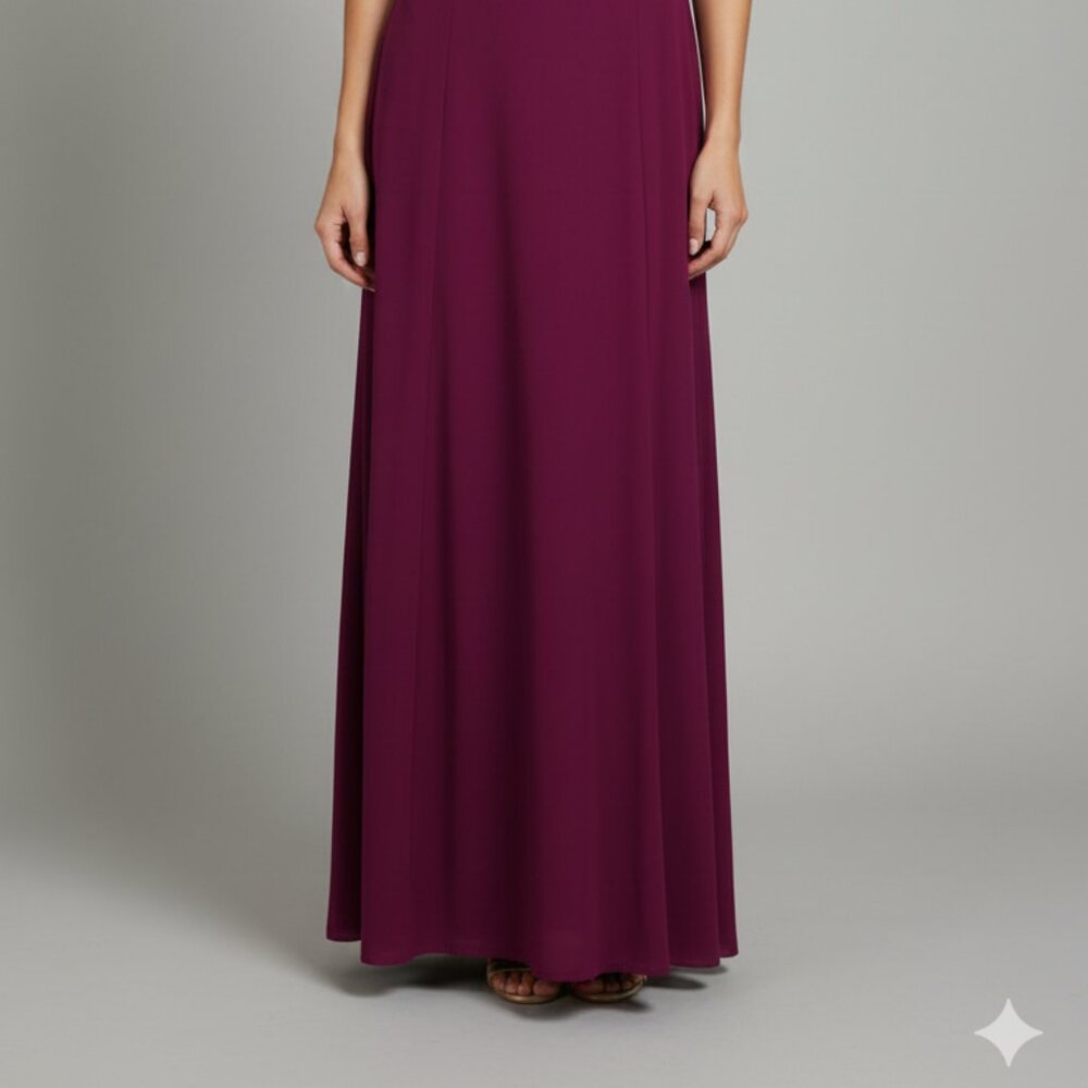 Evening Gown Magenta Berry Sweetheart Neckline Cold Shoulder Embellished Size 16 - Picture 2 of 14